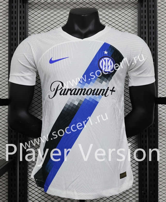 With Sposnor Player Version 2023 2024 Inter Milan Away White Thailand