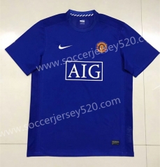 2007-2008 Manchester United Away Blue Thailand Soccer Jersey AAA-SL