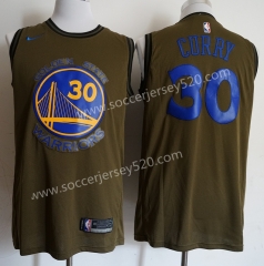 Golden State Warriors #30 Army Green NBA Jersey