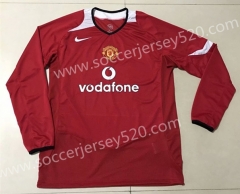 2004-2006 Manchester United Home Red Retro Version Thailand LS Soccer Jersey AAA