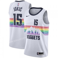 Denver Nuggets #15 City Version White NBA Jersey
