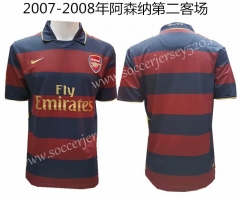 2007-2008 Arsenal 2nd Away Red&Blue Retro Version Wiht Embroidery Letters Thailand Soccer Jersey AAA