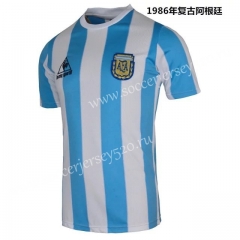 1986 Season Argentina Home Blue and White Retro version Thailand Soccer Jersey AAA