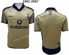 1992-2002 Manchester United Centennial Classic Light Yellow Retro Version Thailand Soccer Jersey AAA