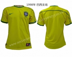 1998 World Cup Brazil Home Yellow Retro Version Tailand Soccer Jersey AAA