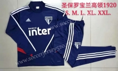 2019-2020 Sao Paulo Futebol Royal Blue High Collar Thailand Soccer Tracksuit-815