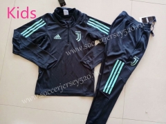 UEFA Champions League Version 2019-2020 Juventus Upper Cyan Kids/Youth Soccer Tracksuit -GDP