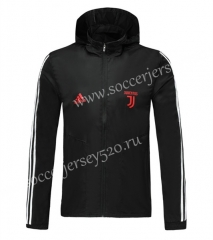 2019-2020 Juventus Black (Red Logo) Trench Coats With Hat-LH