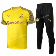 2019-2020 Borussia Dortmund Yellow Thailand Short Sleeve Soccer Tracksuit Uniform-815