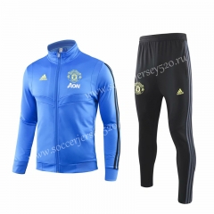 2019-2020 Manchester United High Collar Blue Thailand Soccer Jacket Uniform-GDP