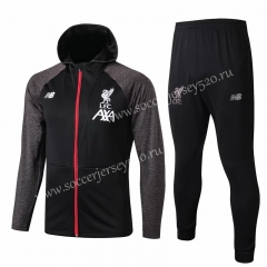 2019-2020 Liverpool Black Thailand Soccer Jacket Uniform With Hat-815