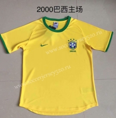 Retro Version 2000 Brazil Home Yellow Tailand Soccer Jersey AAA-DG