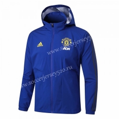 2019-2020 Manchester United Camoulage Blue Trench Coats With Hat-815