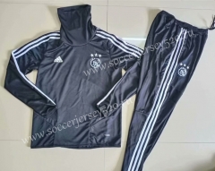 2019-2020 Ajax High Collar Black Thailand Soccer Tracksuit Uniform-GDP