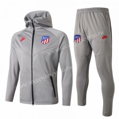 2019-2020 Atletico Madrid Gray Thailand Soccer Jacket Uniform With Hat-815