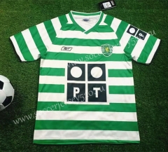 Retro Version 2003-2004 Sporting Clube de Portugal Home White&Green Thailand Soccer Jersey-503