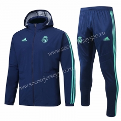 2019-2020 Real Madrid Blue Thailand Soccer Trench Coat Uniform With Hat-815