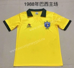 Retro version 1988 Season Brazil Home Yellow Tailand Soccer Jersey AAA-AY