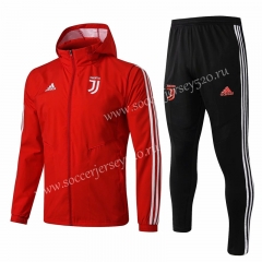 2019-2020 Juventus Red Trench Coats Uniform With Hat-815