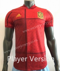 Player version European Cup 2020 Spain Home Red Thailand Soccer Jersey AAA