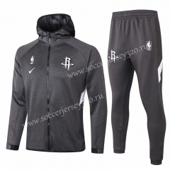 2020-2021 NBA Houston Rockets Gray With Hat Jacket Uniform-815