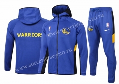2020-2021 NBA Golden State Warriors Camouflage Blue Jacket Uniform With Hat-815
