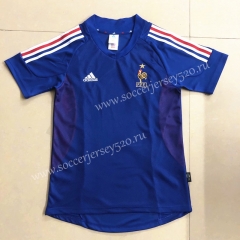 Retro Version 2002 Season France Home Blue Thailand Soccer Jersey AAA