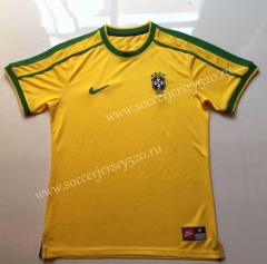Retro version 1998 Season Brazil Home Yellow Tailand Soccer Jersey AAA-912