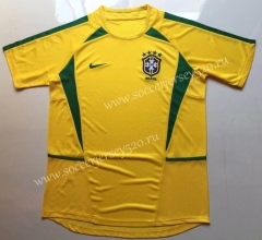 Retro Version 2002 Brazil Home Yellow Tailand Soccer Jersey AAA-912