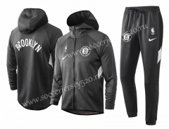 2020-2021 Brooklyn Nets Gray Jacket Uniform With Hat-815