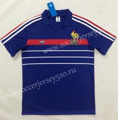 Retro Version 1984-1986 Season France Home Blue Thailand Soccer Jersey AAA-SL