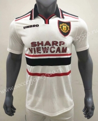 Retro Version 1998-1999 Manchester United Away White Thailand Soccer jersey AAA-416