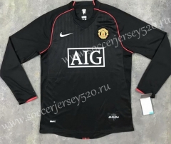 Retro Version 07-08 Manchester United 2nd Away Black LS Thailand Soccer Jersey AAA-SL