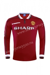 Retro Version 98-99 Manchester United Home Red LS Thailand Soccer Jersey AAA-710