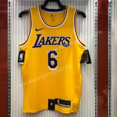 Retro Version Los Angeles Lakers Yellow #6 NBA Jersey-311