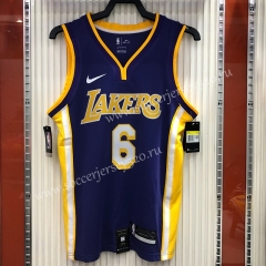 Retro Version Los Angeles Lakers V-Collar Purple #6 NBA Jersey-311