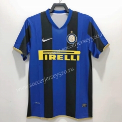 Retro Version 08-09 Inter Milan Home UEFA Champions League Blue&Black Thailand Soccer Jersey AAA-811