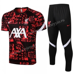 2021-2022 Liverpool Red&Black Pad Printing Short-sleeve Thailand Soccer Tracksuit-815