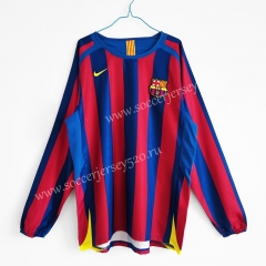 Retro Version 2005-2006 Barcelona Home Red&Blue LS Thailand Soccer Jersey AAA-C1046