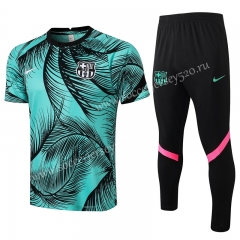 2021-2022 Barcelona Green Pad Printing Short-sleeved Thailand Soccer Tracksuit Uniform-815