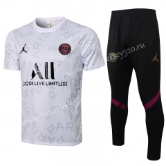 2021-2022 Jordan Paris SG White Short-sleeved Thailand Soccer Tracksuit Uniform-815