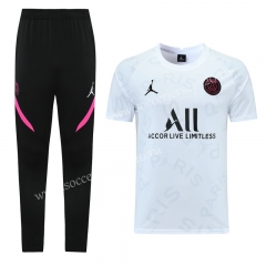 2021-2022 Jordan Paris SG White Short-sleeved Thailand Soccer Tracksuit Uniform-LH