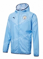 2021-2022 Manchester City Blue Trench Coats With Hat-WD