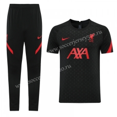 2021-2022 Liverpool Black Short-sleeve Thailand Soccer Tracksuit-LH
