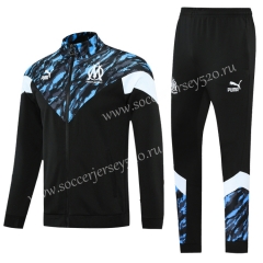 2021-2022 Olympique de Marseille Black Thailand Soccer Tracksuit Uniform-411