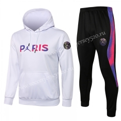 2021-2022 Jordan Paris SG White Thailand Soccer Tracksuit Unifrom With Hat-815