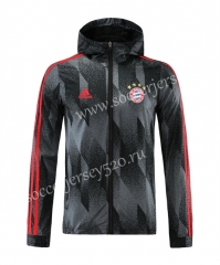 2021-2022 Bayern München Black&Gray Thailand Soccer Trench Coats With Hat-LH