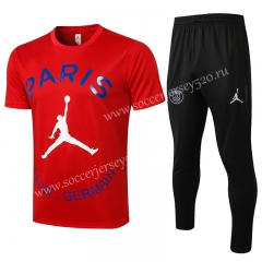 2021-2022 Jordan Paris SG Red Short-sleeved Thailand Soccer Tracksuit Uniform-815