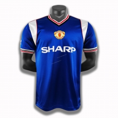 Retro Version 1985 Manchester United Away Royal Blue Thailand Soccer Jersey-C1046