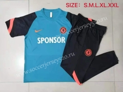 2021-2022 Chelsea Light Blue Short-sleeved Thailand Soccer Tracksuit Uniform-815